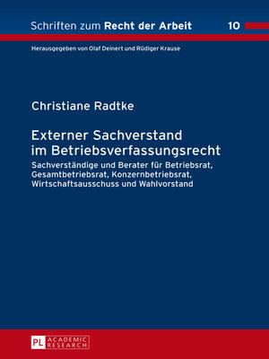 cover image of Externer Sachverstand im Betriebsverfassungsrecht